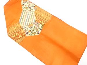 未使用品　切りばめ　花更紗模様織り出し　名古屋帯